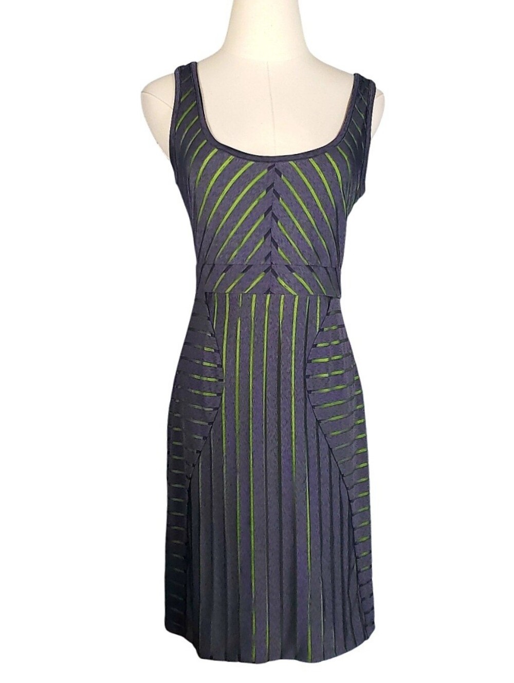 Walter Baker Sleeveless Bodycon Mini Dress S Heather Grey Lime Green Casual Sexy